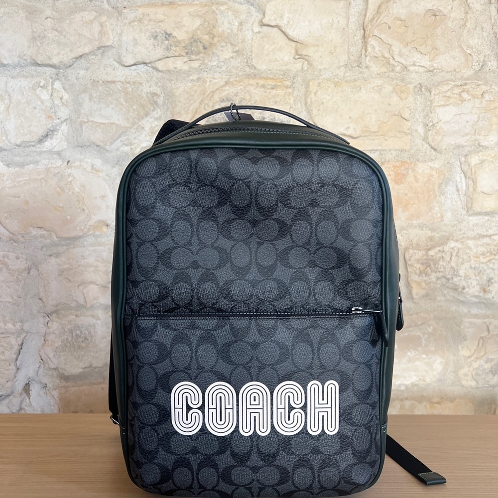 Coach Westway Signature Coach backpack NWT Authentic Amazon green - Picture 6 of 10